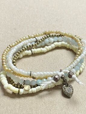 Beaded Charm Stretch Bracelet, Multistrand